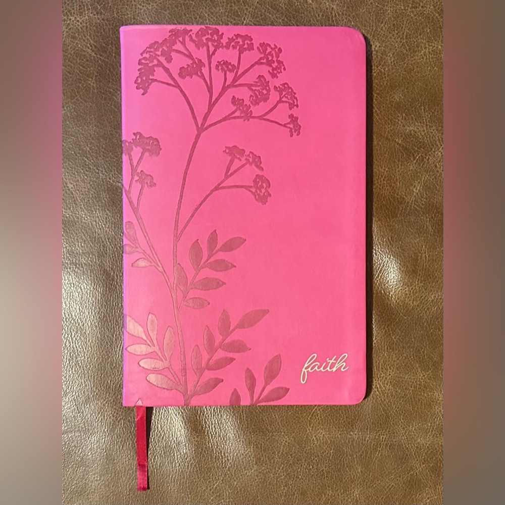 Pink “Faith” Floral Notebook With Inspirational Bible Verses Inside on Each Page